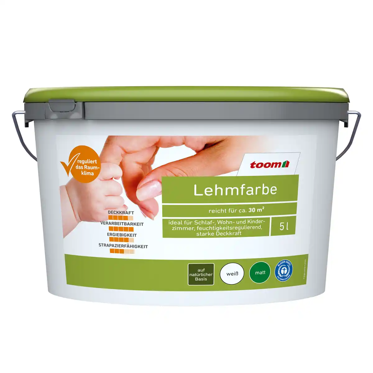 Bild 1 von toom Lehmfarbe weiß matt 5 l