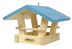 Dobar Vogelfutterhaus Kiefernholz mit Spitzdach 20 x 21 x 15 cm