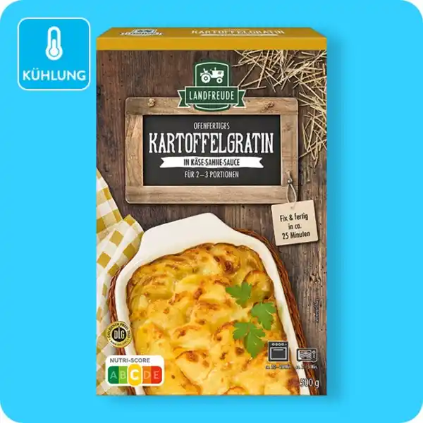 Bild 1 von LANDFREUDE Kartoffelvariationen, Ofenfertiges Kartoffelgratin in Käse-Sahne-Sauce