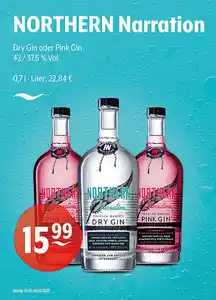 NORTHERN Narration Dry Gin oder Pink Gin 42 / 37,5 % Vol.