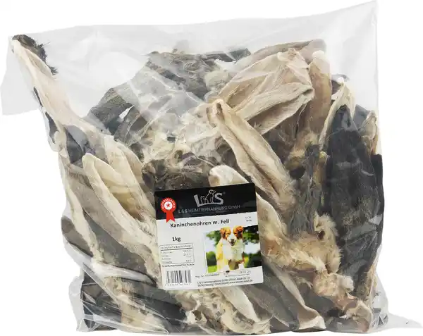 Bild 1 von L&S Hundesnack Kaninchenohren mit Fell 1 kg