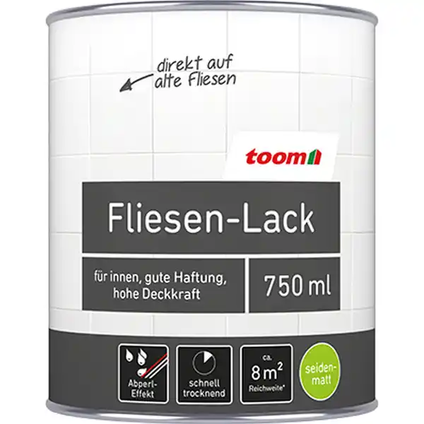 Bild 1 von toom Fliesenlack lichtgrau seidenmatt 750 ml