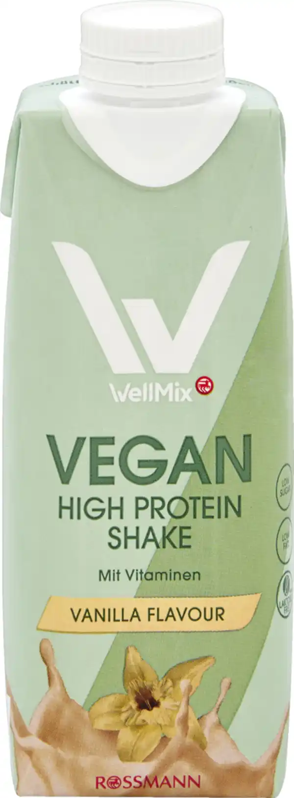 Bild 1 von WellMix Vegan High Protein Shake Vanille, 330 ml