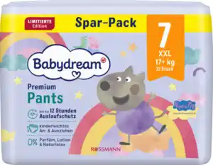 Babydream Premium Pants Gr. 7 XXL, 17+kg, 32 Stück Vorratspack Peppa Wutz Edition