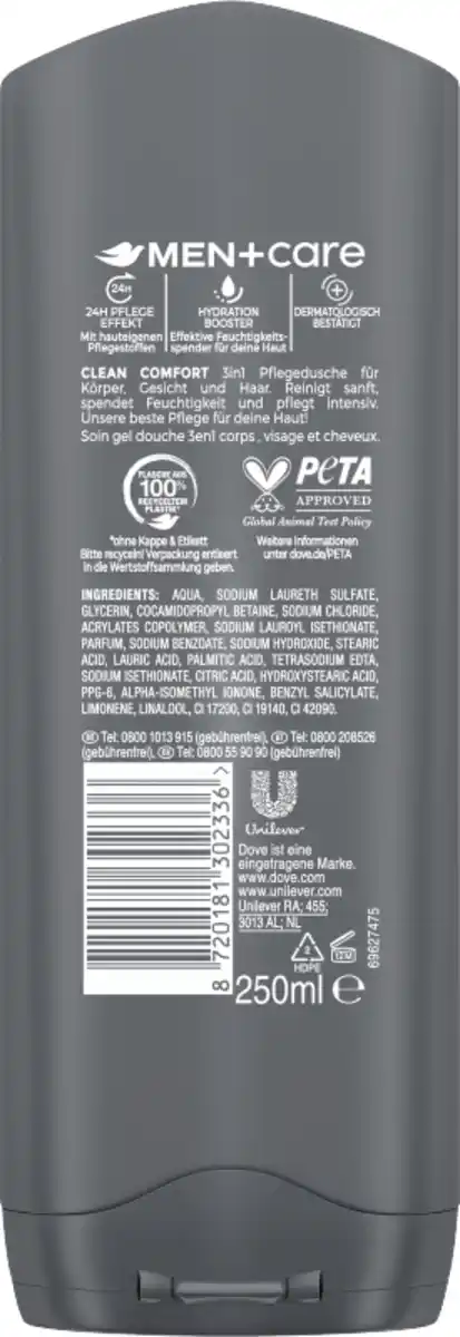 Bild 2 von Dove Men+Care 3in1 Duschgel Clean Comfort, 250 ml