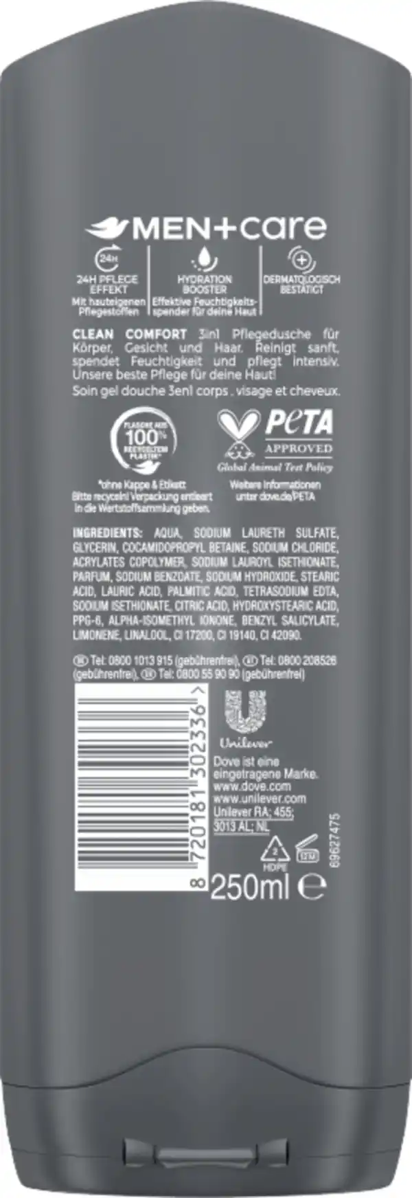 Bild 2 von Dove Men+Care 3in1 Duschgel Clean Comfort, 250 ml