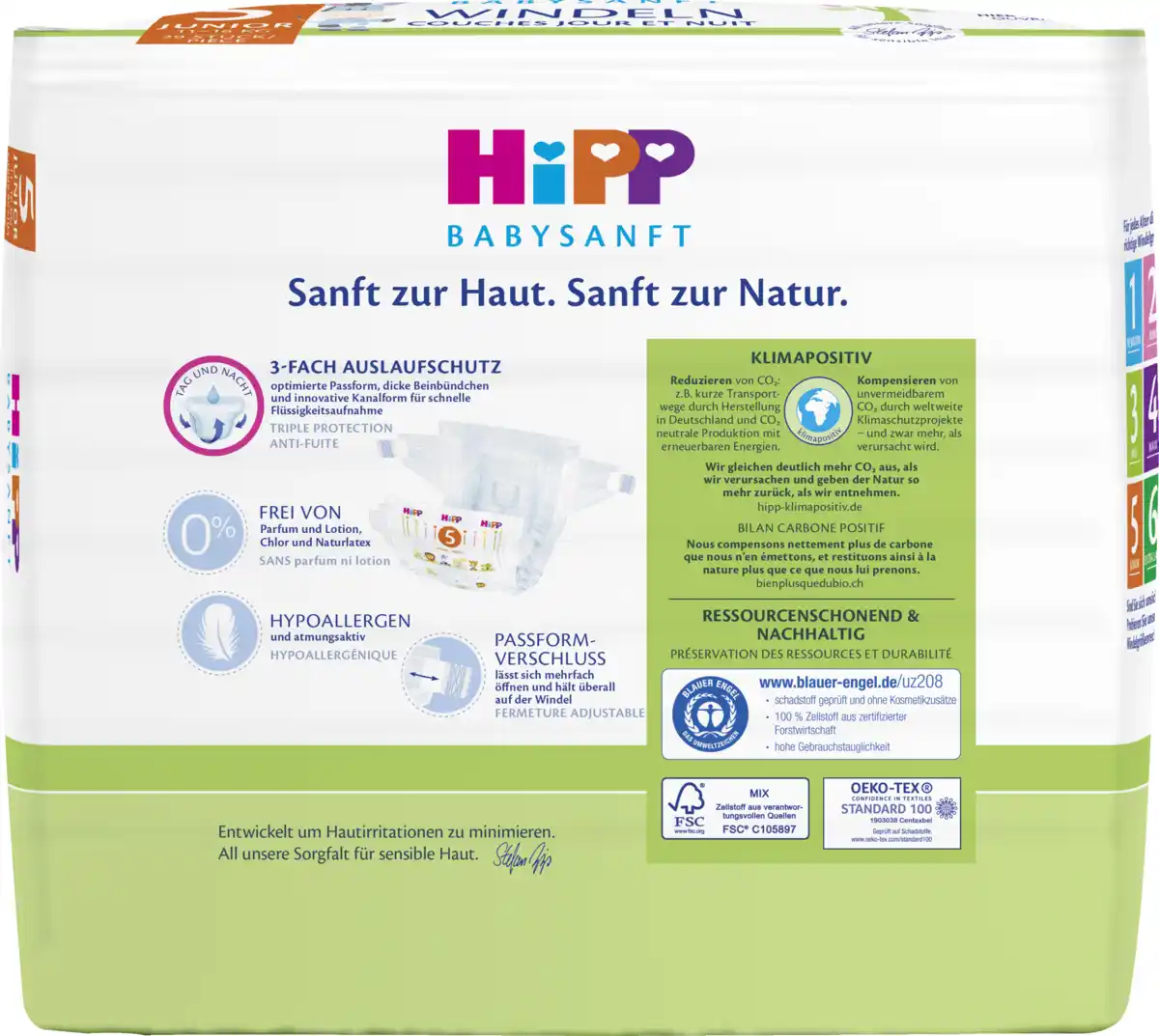 Bild 2 von HiPP Babysanft Windeln Junior Größe 5 (11-16 kg), Doppelpack