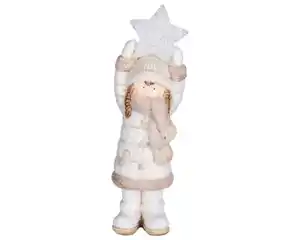 LED-Winterkind aus Polyresin mit Glitzer warmweiß 32,5 cm