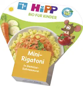 HiPP Bio Kinder Pasta Menü Mini-Rigatoni in Gemüse-Sahnesoße, 250 g