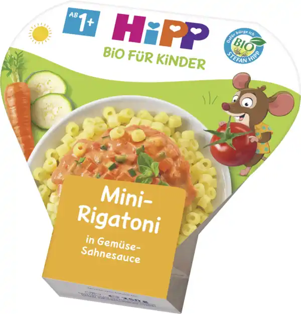 Bild 1 von HiPP Bio Kinder Pasta Menü Mini-Rigatoni in Gemüse-Sahnesoße, 250 g