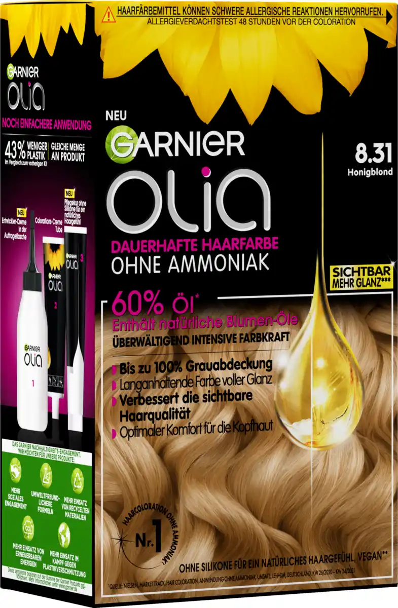 Bild 2 von Garnier Olia Dauerhafte Haarfarbe Coloration 8.31 Honigblond