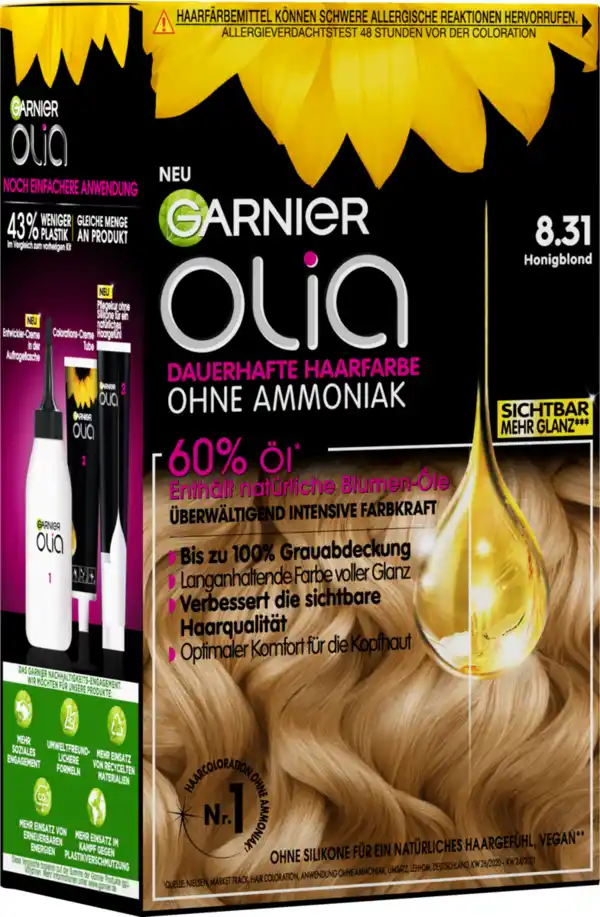 Bild 2 von Garnier Olia Dauerhafte Haarfarbe Coloration 8.31 Honigblond
