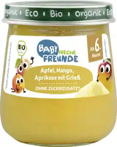 Freche Freunde Bio Gläschen Apfel Mango Aprikose mit Grieß ab 6. Monat, 120 g