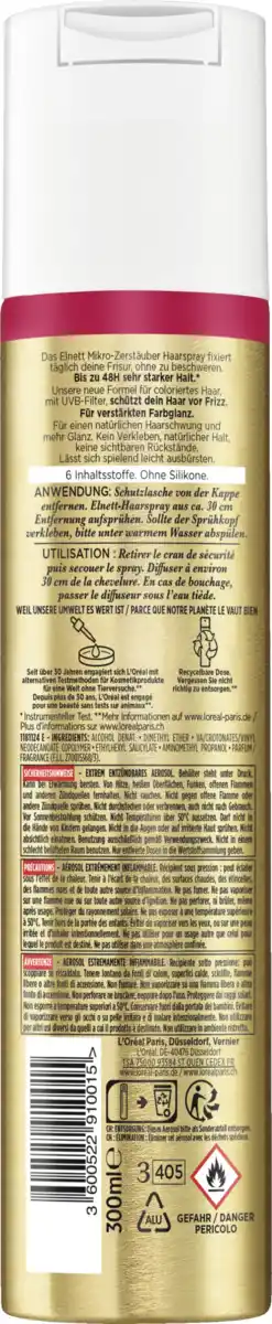 Bild 2 von L’Oréal Paris Elnett Ultra-Feines Haarspray Farbschutz Sehr starker Halt, 300 ml
