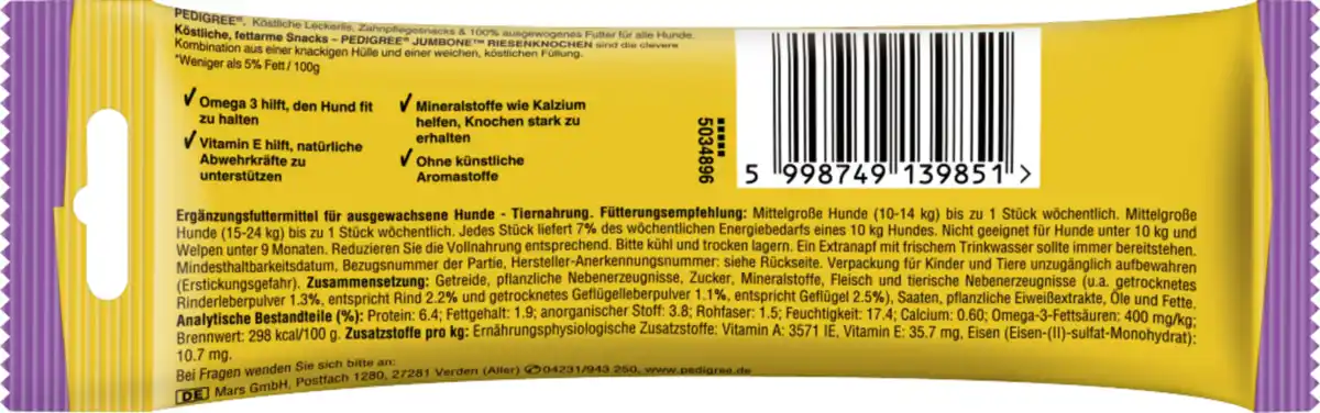 Bild 2 von Pedigree JUMBONE™ Riesenknochen Medium mit Rind und Geflügel, 180 g