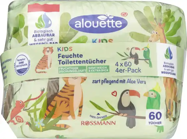 Bild 1 von alouette feuchte Toilettentücher Kids fruchtiger Dschungelduft