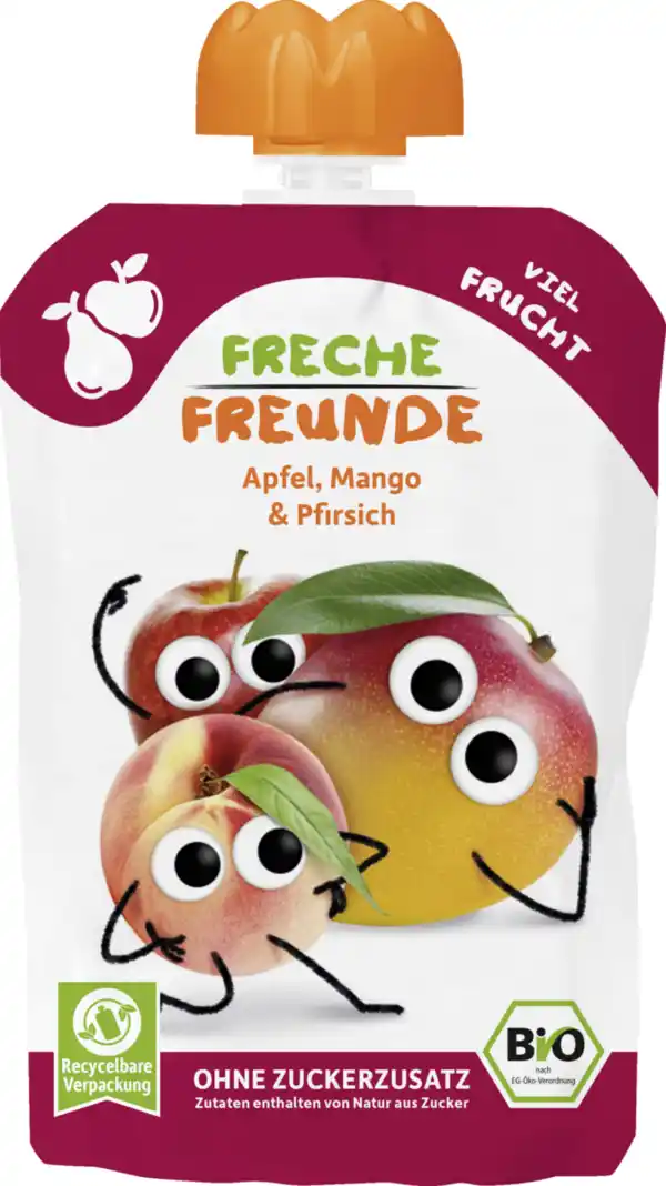 Bild 1 von Freche Freunde Bio Quetschie Apfel, Mango & Pfirsich, 100 g