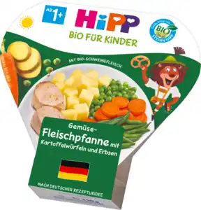 HiPP Bio Gemüse-Fleischpfanne mit Kartoffelwürfeln und Erbsen, 250 g