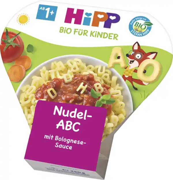 Bild 1 von HiPP Bio Nudel-ABC mit Bolognese Sauce, 250 g