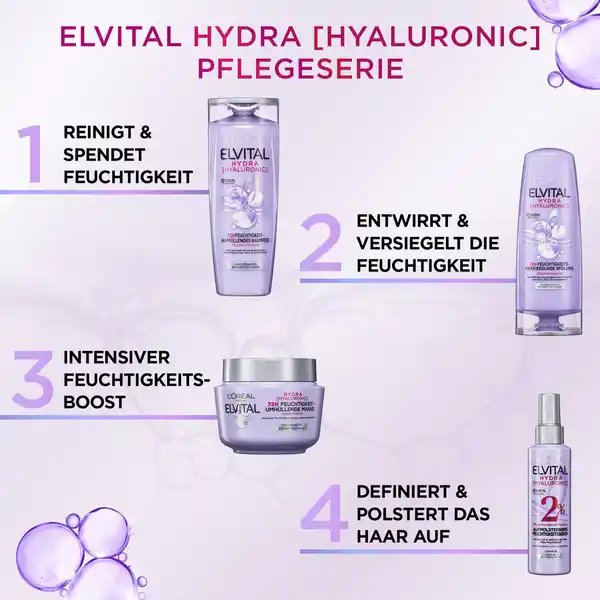 Bild 3 von L’Oréal Paris Elvital Haarkur Hydra Hyaluron Feuchtigkeitsspendend, 300 ml