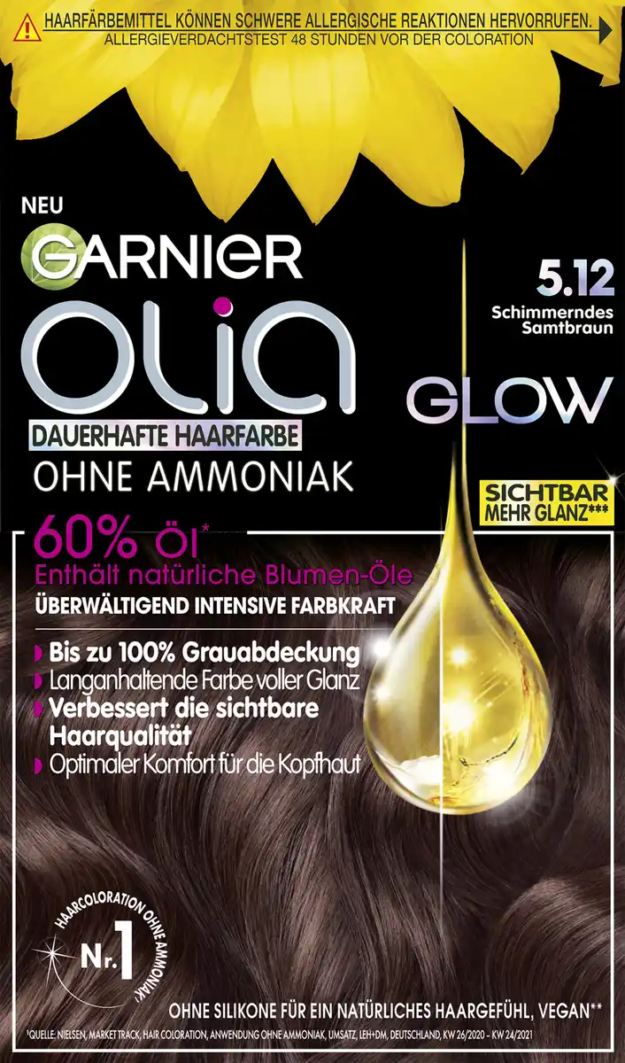 Bild 1 von Garnier Olia Glow Dauerhafte Haarfarbe 5.12 Schimmerndes Samtbraun