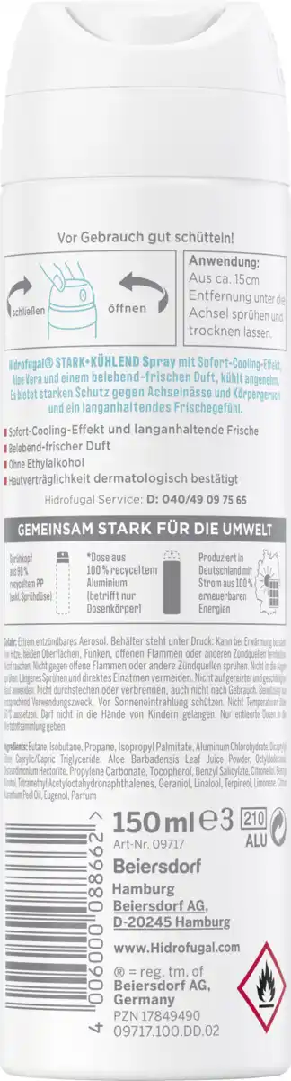 Bild 2 von Hidrofugal Stark + Kühlend Anti-Transpirant Spray, 150 ml