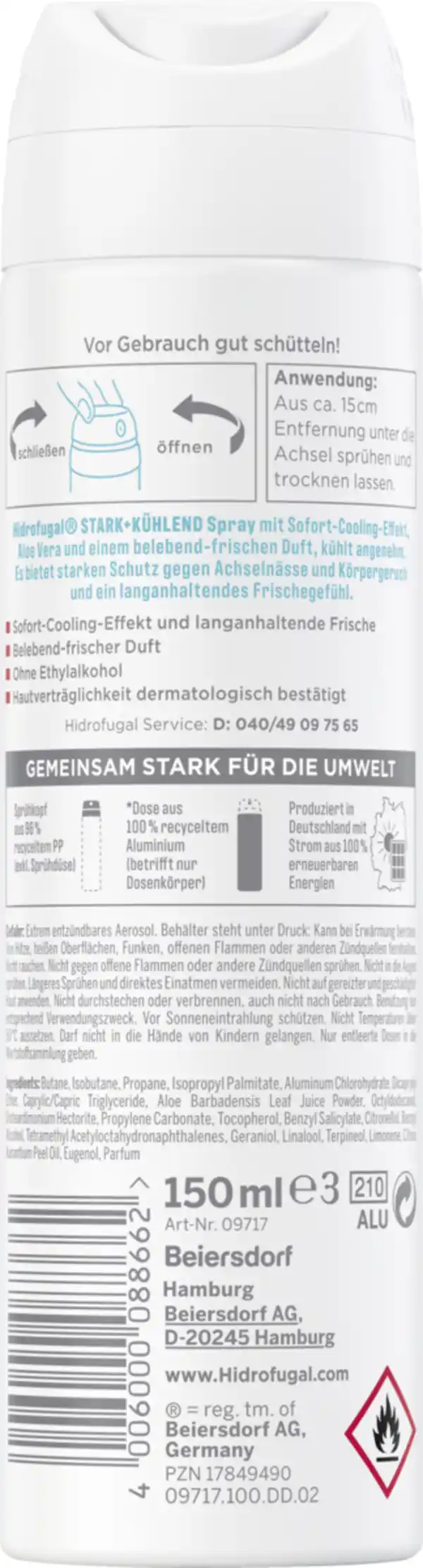 Bild 2 von Hidrofugal Stark + Kühlend Anti-Transpirant Spray, 150 ml