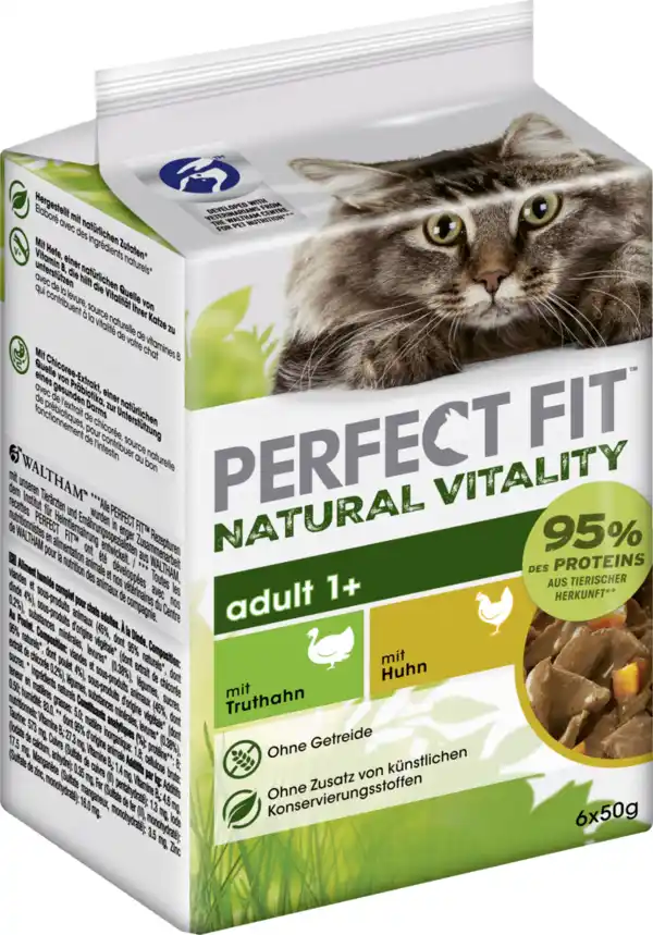 Bild 1 von Perfect Fit Katze Natural Vitality Adult 1+ mit Truthahn & mit Huhn Multipack, 300 g