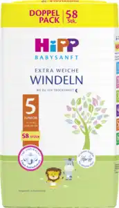 HiPP Babysanft Windeln Junior Größe 5 (11-16 kg), Doppelpack