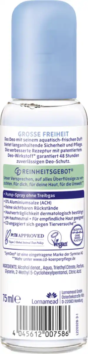 Bild 2 von CD 48h Deodorant Zerstäuber Große Freiheit, 75 ml