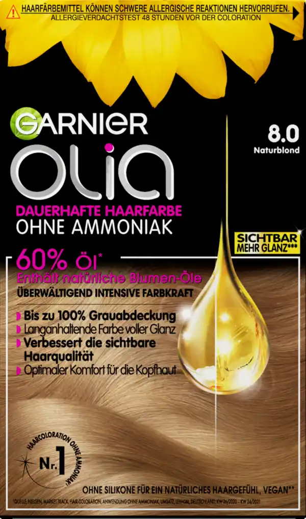 Bild 1 von Garnier Olia dauerhafte Haarfarbe 8.0 Naturblond