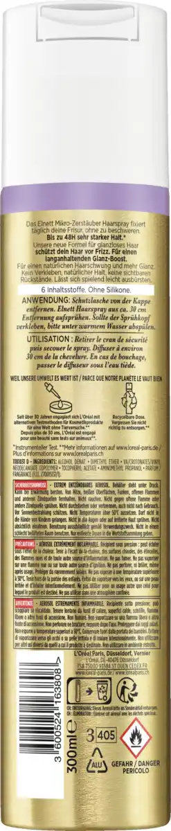 Bild 2 von L’Oréal Paris Elnett Ultra-Feines Haarspray Glanz Sehr starker Halt, 300 ml