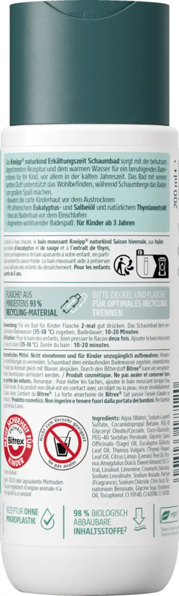 Bild 2 von Kneipp naturkind Schaumbad Erkältungszeit, 200 ml