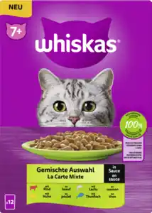 Whiskas Portionsbeutel Multipack 7+ Gemischte Auswahl in Sauce, 1.020 g