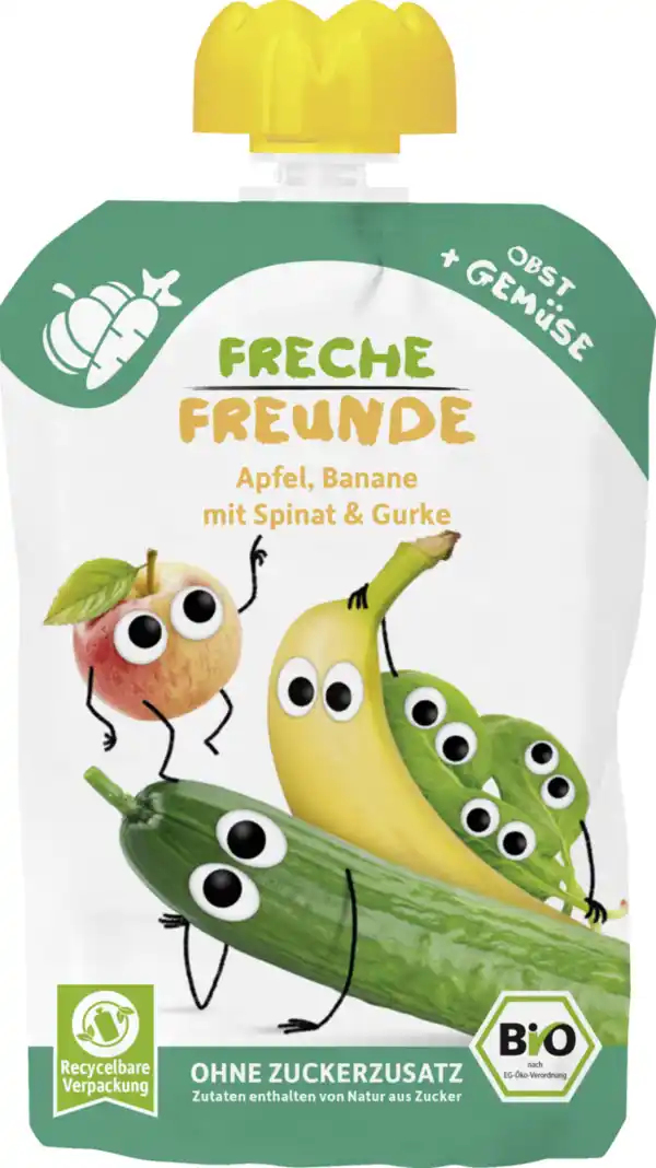 Bild 1 von Freche Freunde Bio Quetschie Apfel, Banane, Spinat & Gurke, 100 g