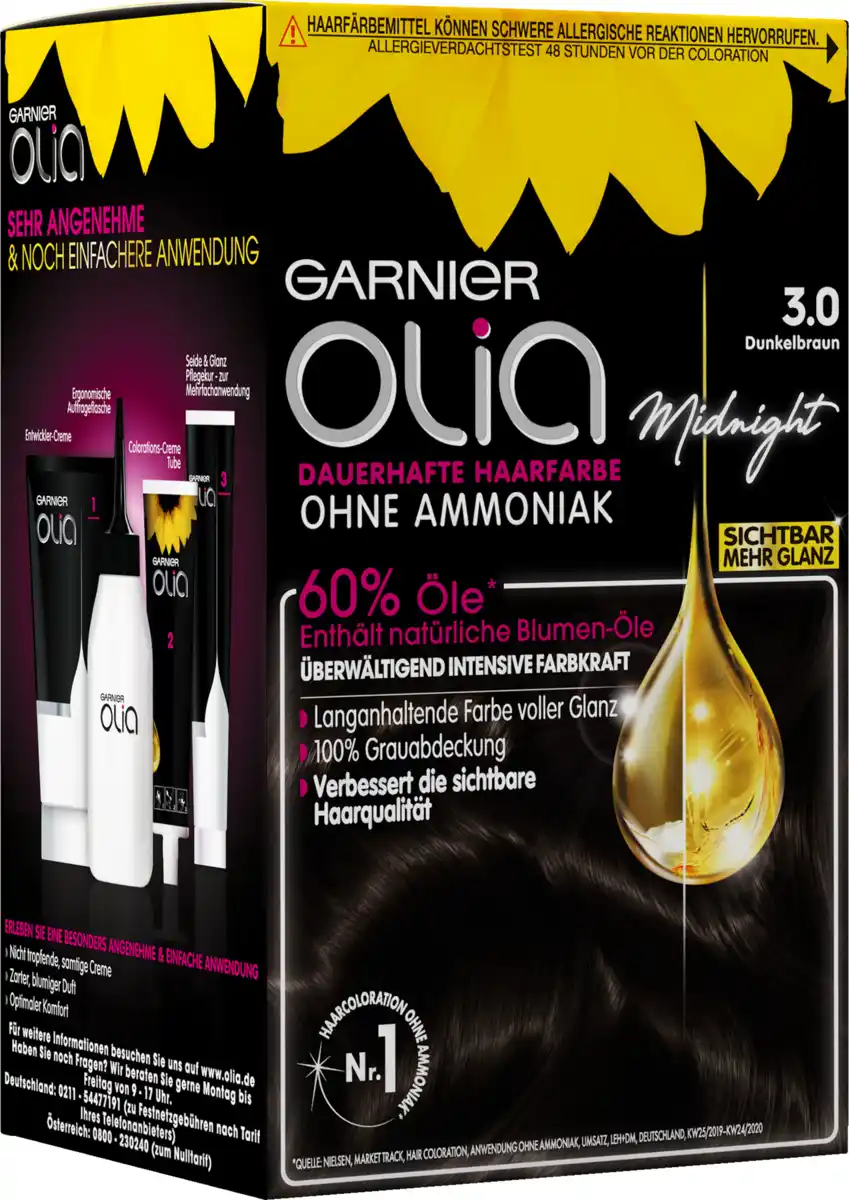 Bild 2 von Garnier Olia Dauerhafte Haarfarbe Coloration 3.0 Dunkelbraun