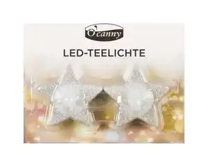 O'Canny LED-Teelichte mit Glitter warmweiß 2er Pack 3fach