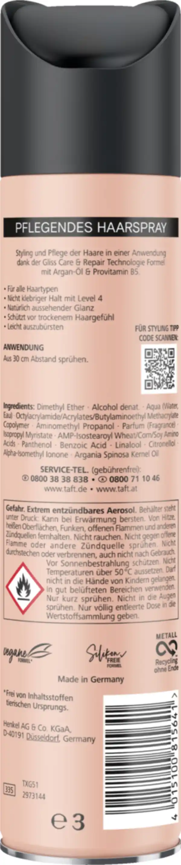 Bild 2 von Taft Haarspray Taft x Gliss Holding me Strongly, 250 ml