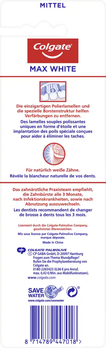 Bild 2 von Colgate Max White Medium Zahnbürste 1+1