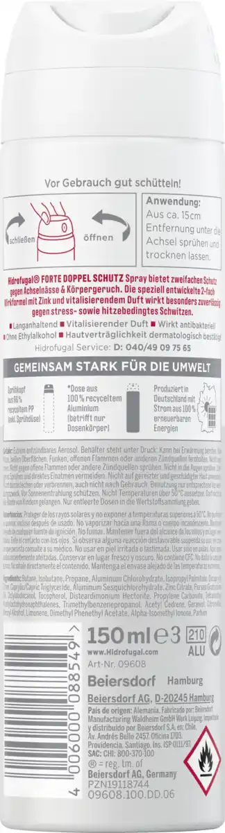 Bild 2 von Hidrofugal Forte Doppelschutz Anti-Transpirant Spray, 150 ml