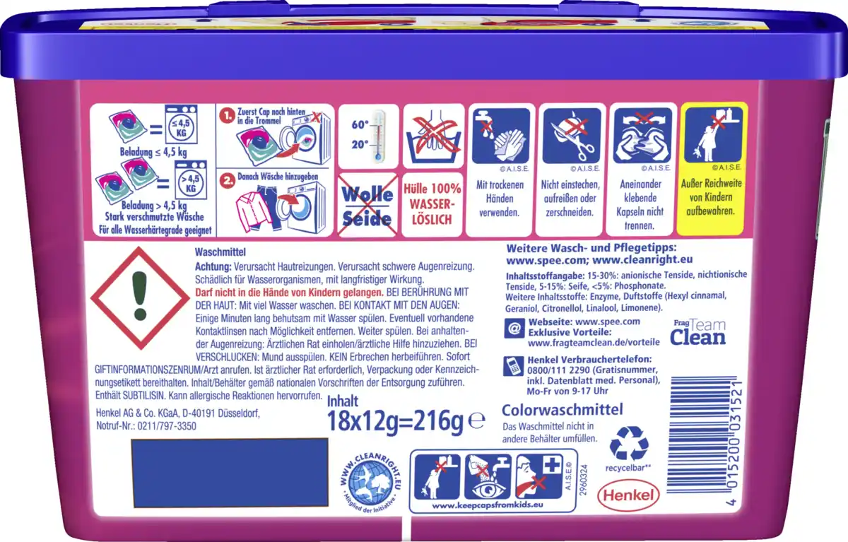 Bild 2 von Spee 4in1 Colorwaschmittel Power Caps 18 WL