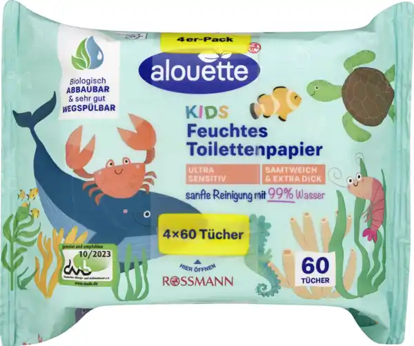 Bild 1 von alouette 4er-Pack feuchte Toilettentücher Sensitiv Kids