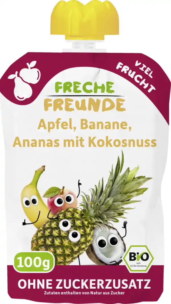 Bild 1 von Freche Freunde Bio Quetschie Apfel, Banane, Ananas & Kokosnuss, 100 g