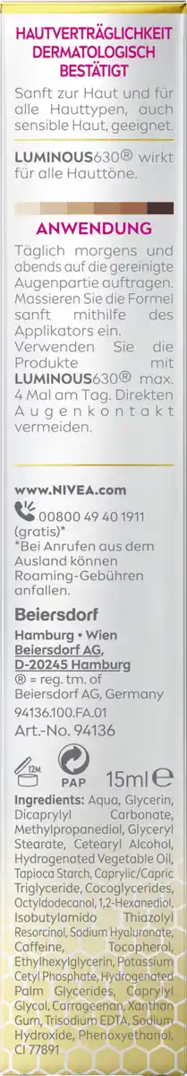 Bild 2 von NIVEA Cellular Luminous Anti-Pigmentflecken Augenpflege, 15 ml