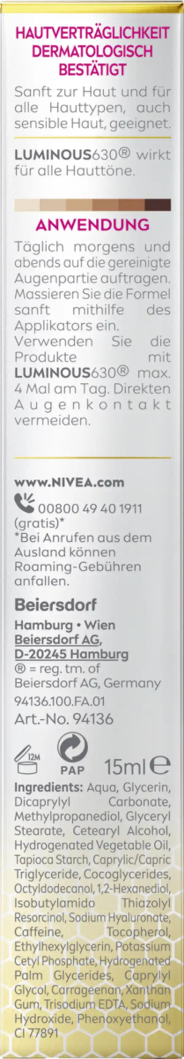 Bild 2 von NIVEA Cellular Luminous Anti-Pigmentflecken Augenpflege, 15 ml
