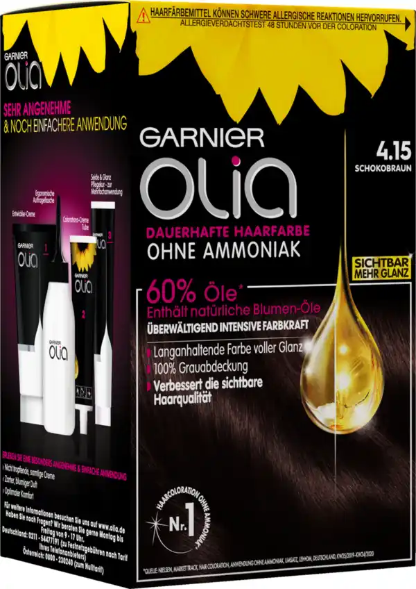 Bild 2 von Garnier Olia Dauerhafte Haarfarbe Coloration 4.15 Schokobraun