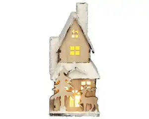 LED-Haus aus Holz warmweiß 20 cm 2fach