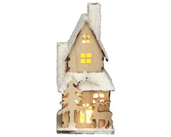 Bild 1 von LED-Haus aus Holz warmweiß 20 cm 2fach