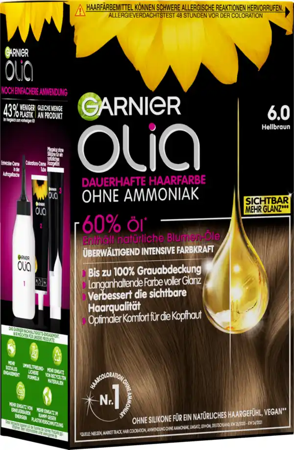 Bild 2 von Garnier Olia Dauerhafte Haarfarbe 6.0 Hellbraun