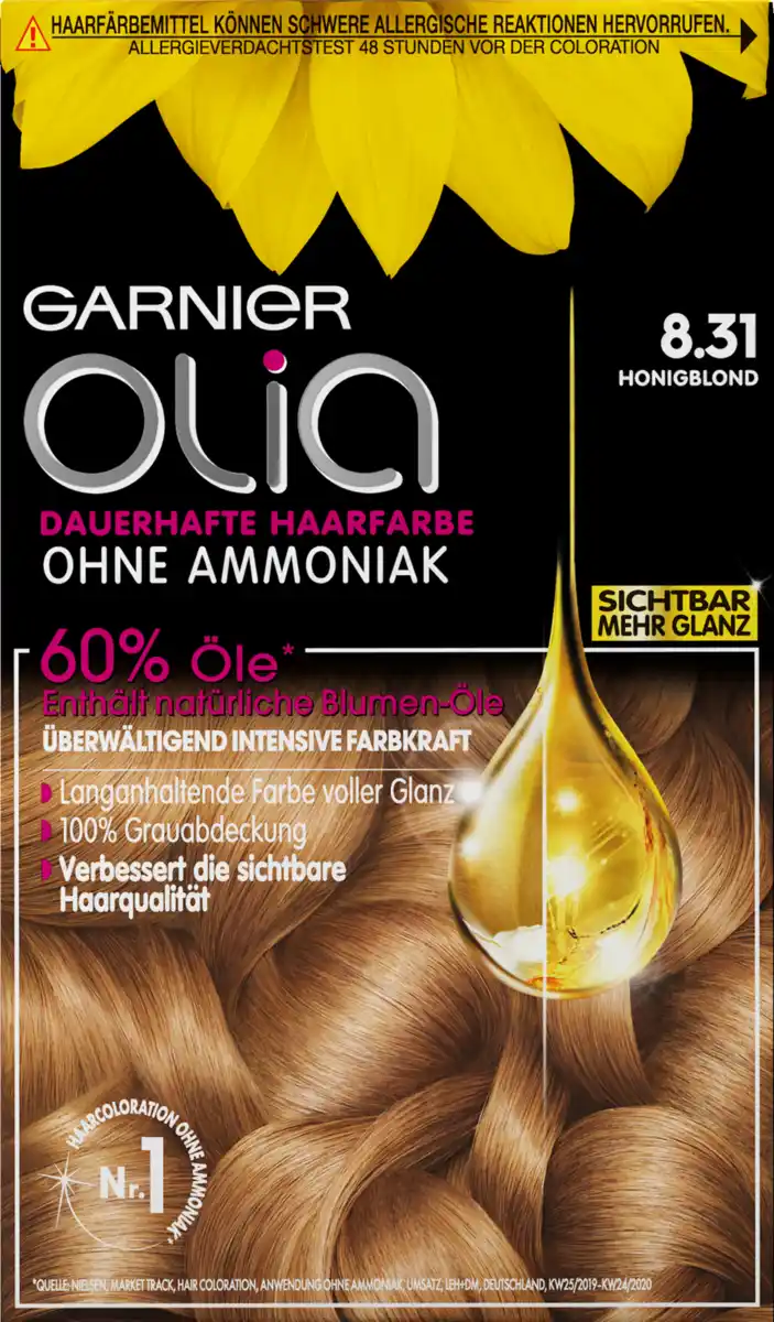 Bild 1 von Garnier Olia Dauerhafte Haarfarbe Coloration 8.31 Honigblond